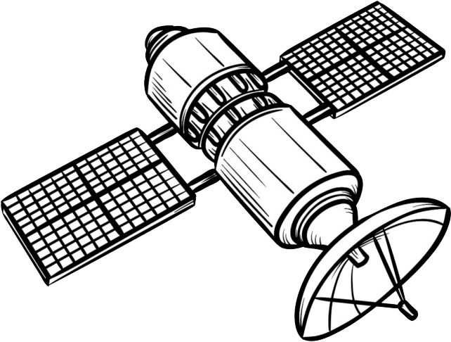 Space satellite with its solar panels extended