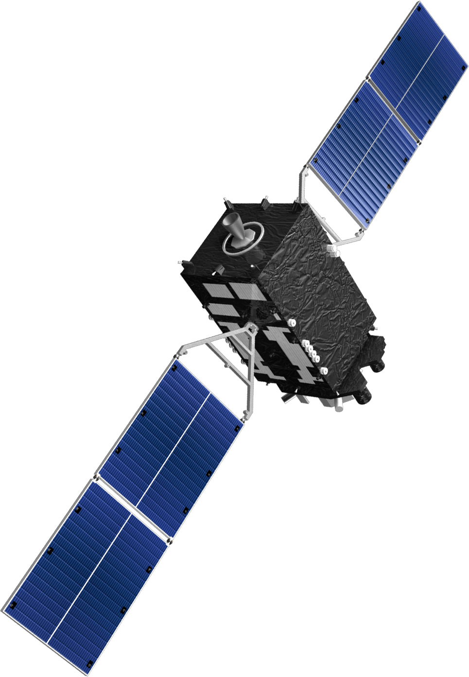 Space satellite with its solar panels extended